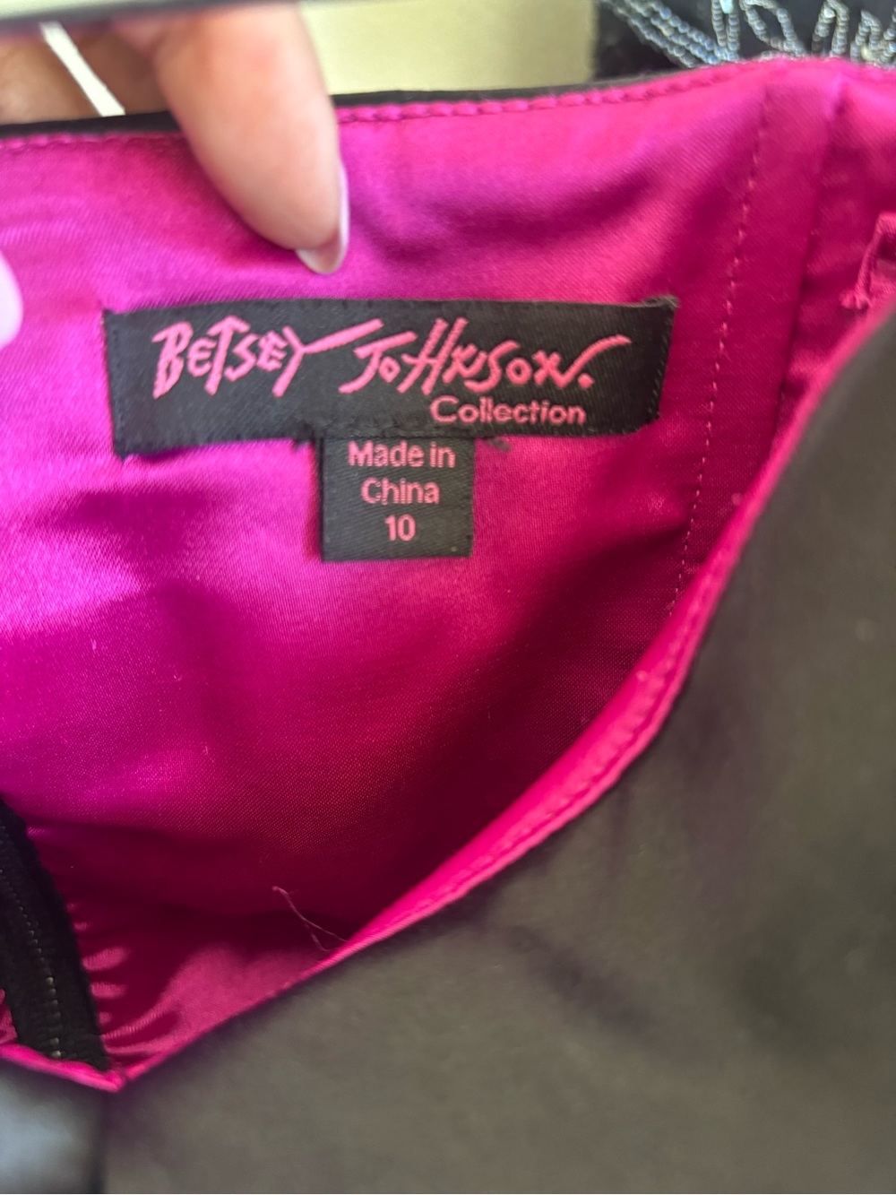 Betsey Johnson Black Strapless Party Dress with Pink Trim - Picture 6 of 6